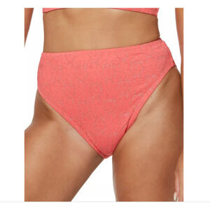 Jessica Simpson Flower Power Printed High-Waist Bikini Bottoms - Mandarin